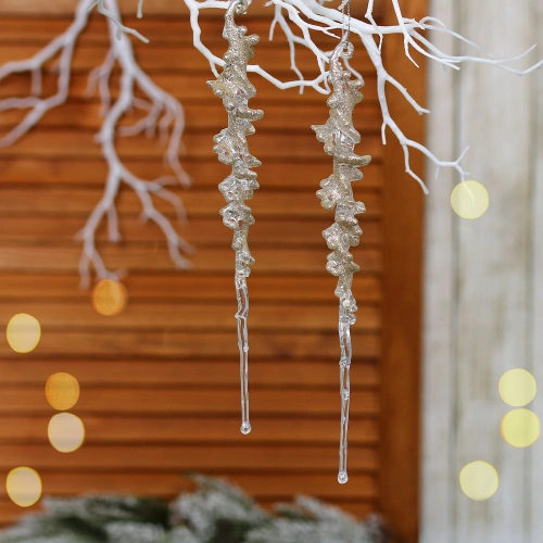 Подвеска "Кристальная сосулька" 26 см (набор 2 шт), Шампань