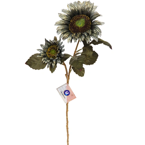Искусственные цветы "FLOWERS GLAMOUR" 63см Подсолнухи 2 цветка зеленые